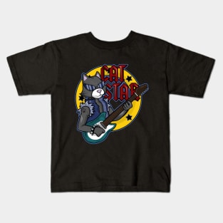 Beautiful cat as a music star Kids T-Shirt